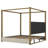 King Size Upholstered Canopy Platform Bed with Velvet Headboard, Solid Wood & Metal Frame, Modern 4-Poster Bed, Beige-458675802