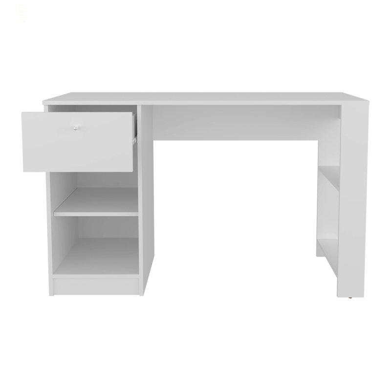 Bureau d'ordinateur, 1 tiroir, 2 tablettes, Blanc