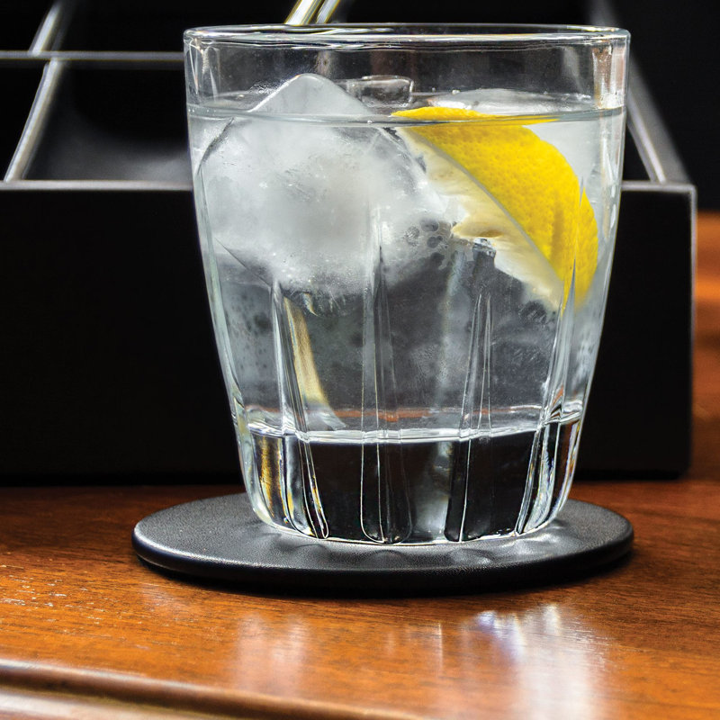 Sous-verre rond en similicuir, Noir