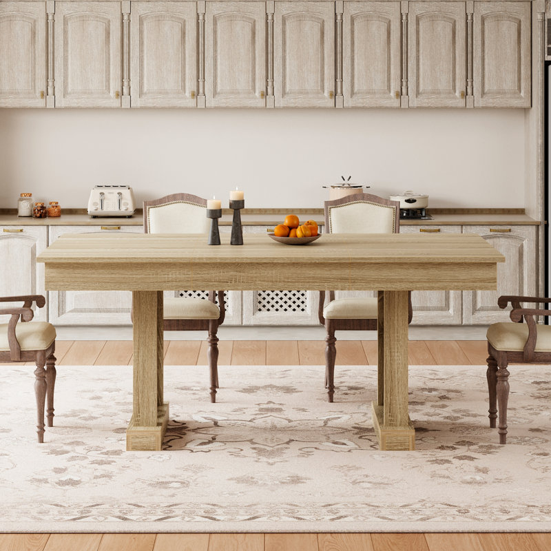 71-Inch Dining Table for 6-8 with 2 Drawers, Large Wooden Kitchen Table w/Large Tabletop & Sturdy Frame, Rectangular Dining Table