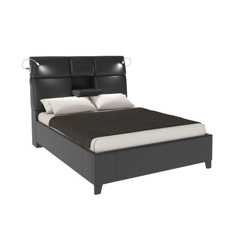Christal Upholstered Standard Bed, Queen, Black