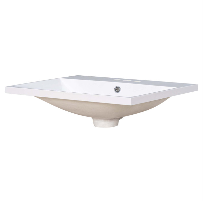 Lavabo pour comptoir de salle de bain seulement, 3 trous de robinet, robinet disponible, céramique