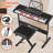 61 Keys Piano Keyboard With Bench , Learning Keyboard Piano For Beginners, Meks-700 Electric Piano Keyboard With Lighted Up Keys