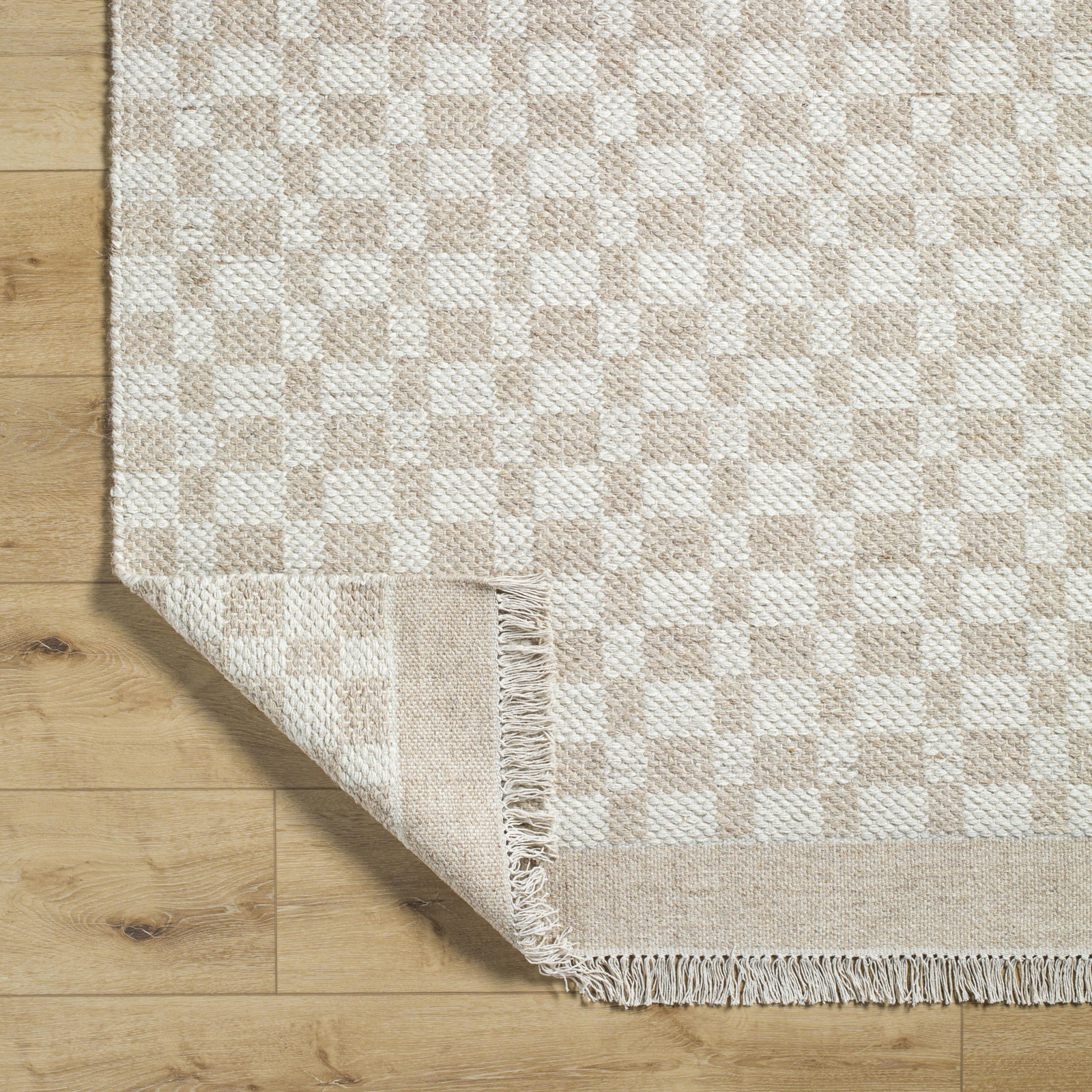 Lavande Hand-Woven Checkered Rug, Runner 2'6" x 8'