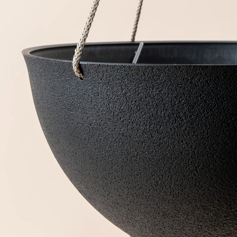 Hanging Planters For Outdoor Plants, Large Hanging Planter With Drain Holes, Black Hanging Flower Pots (13.2 Inch, Set Of 2)