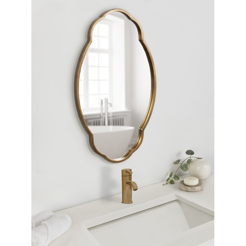 Audrys Oval Mirror, Antique Gold