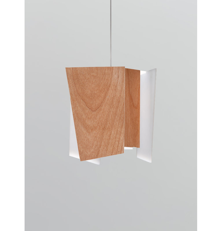 Luminaire suspendu géométrique unique à 1 lumière Levis, Aluminium brossé, Profil bas, 2700 K (chaud)