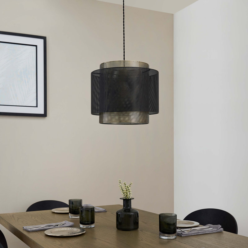 Plexa Non Electric Metal Drum Pendant Shade, 21cm H x 25cm W x 25cm D