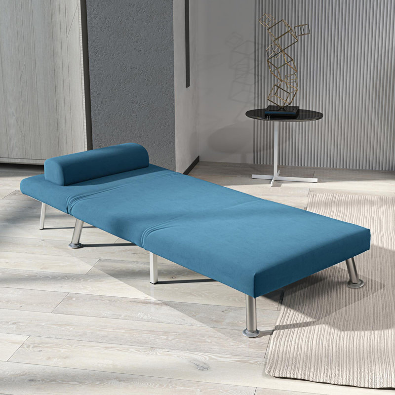 Romig Single 75cm Upholstered Convertible Sofa, Blue