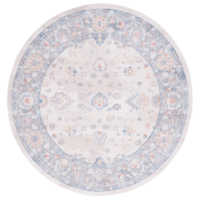 Tapis beige / gris Naghibi Blair, Rond 6 pi 7 po