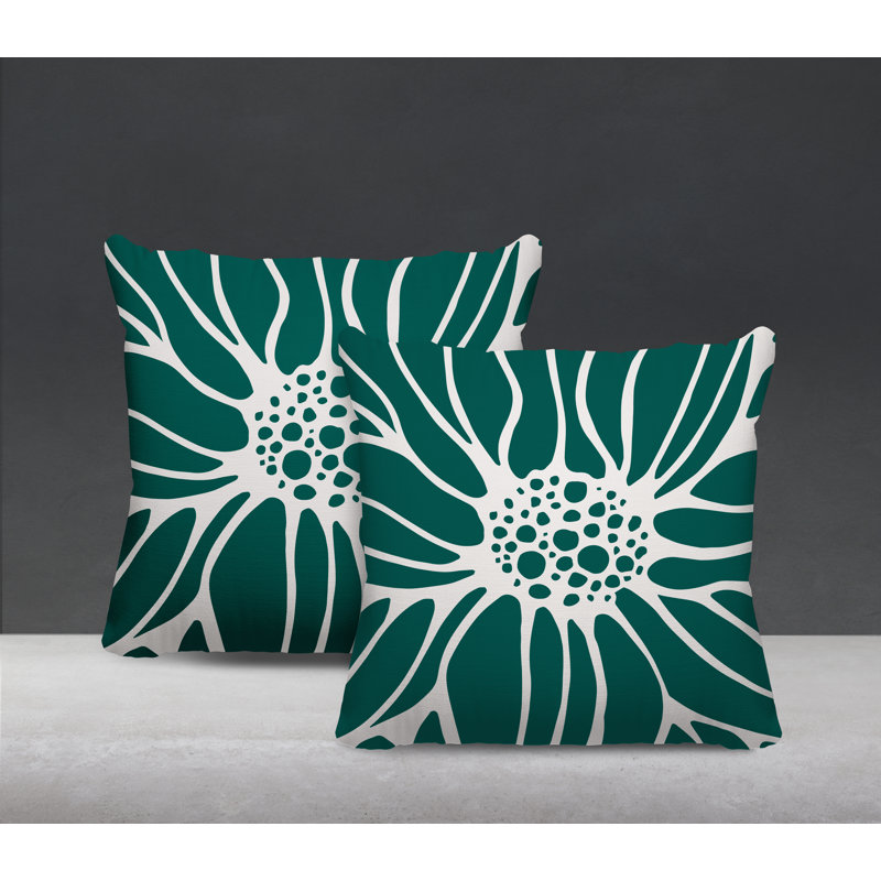Housse et insert de coussin décoratif intérieur / extérieur en mélange de polyester, L 17 po x H 17 po, Émeraude