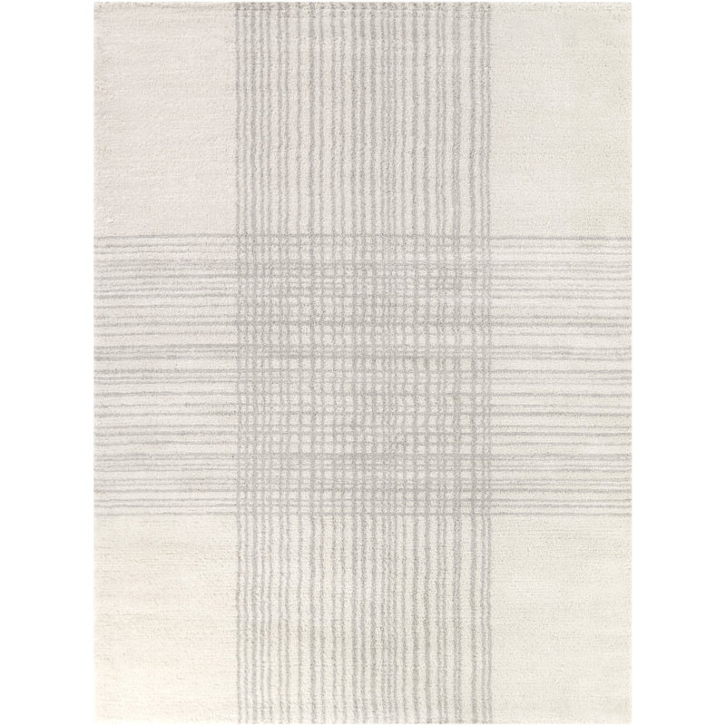 Paleczny Grey/Cream Modern Minimalist Area Rug, Rectangle 5'3" x 7'