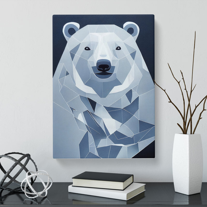 Reinaldo Polar Bear Geometric - Wrapped Canvas, 60cm H x 40cm W x 3cm D