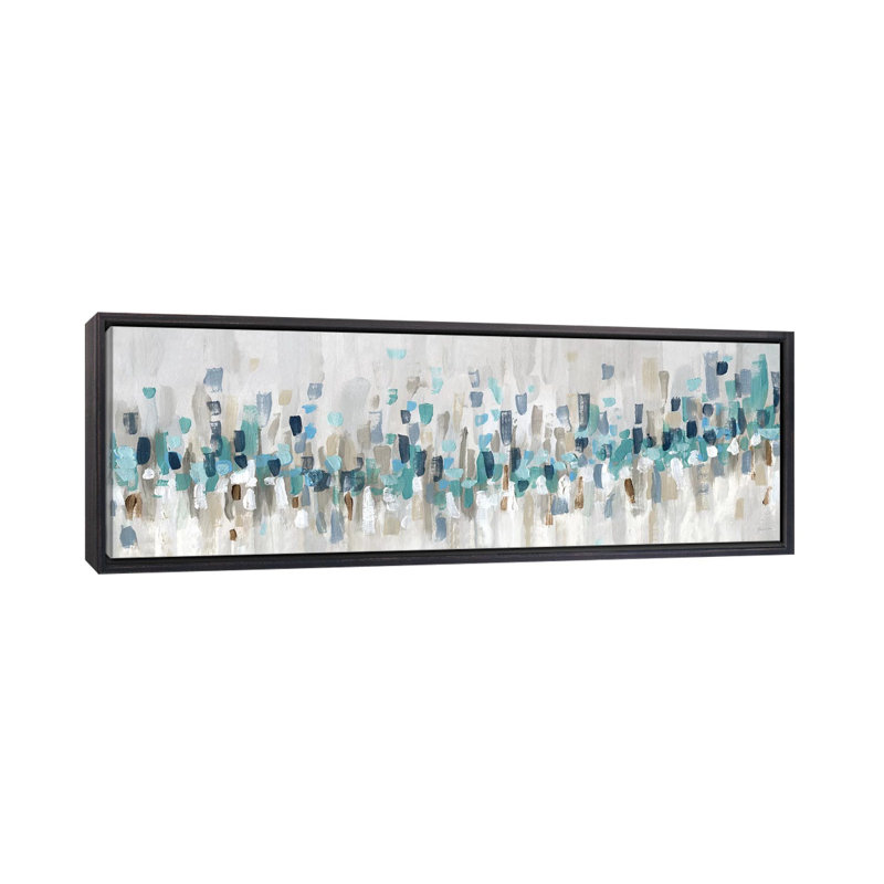 «Blue Staccato» par Inconnu - reproduction d'art, Toile noire patinée avec cadre flottant, H 16 po x l 48 po x P 1,5 po