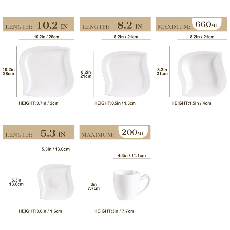 30 Piece Dinnerware Set, Service for 6