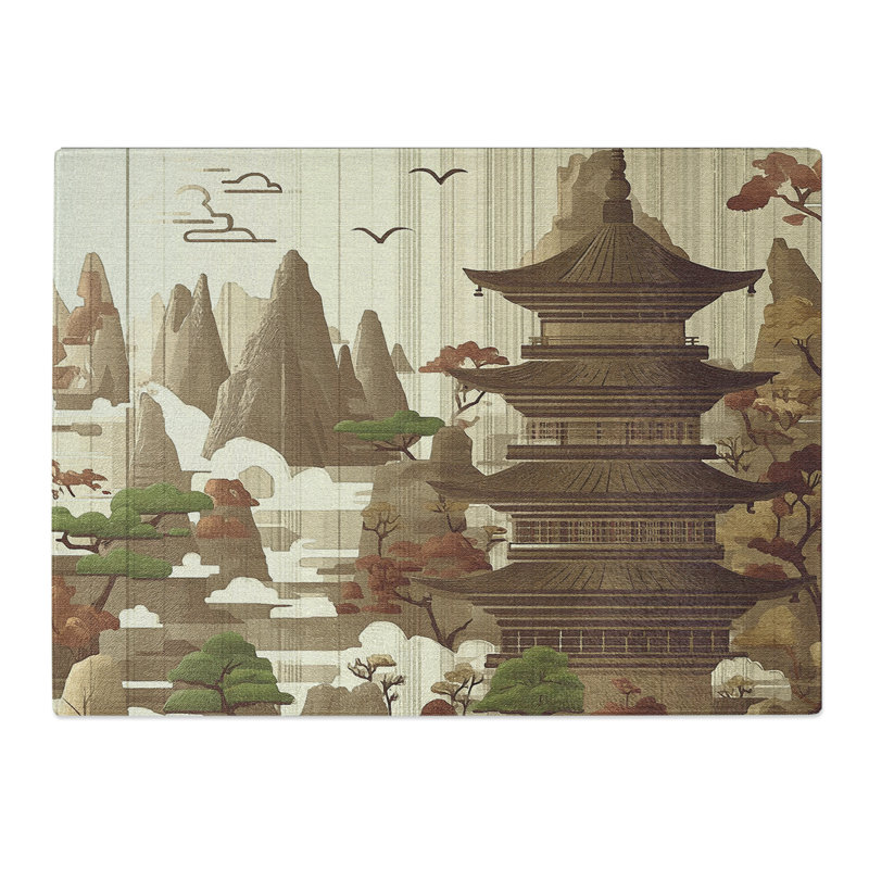 Pagoda Japanese Art  Glass Chopping Board