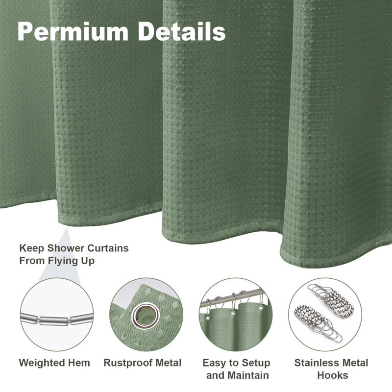 Saegan Fabric Shower Curtain, Green