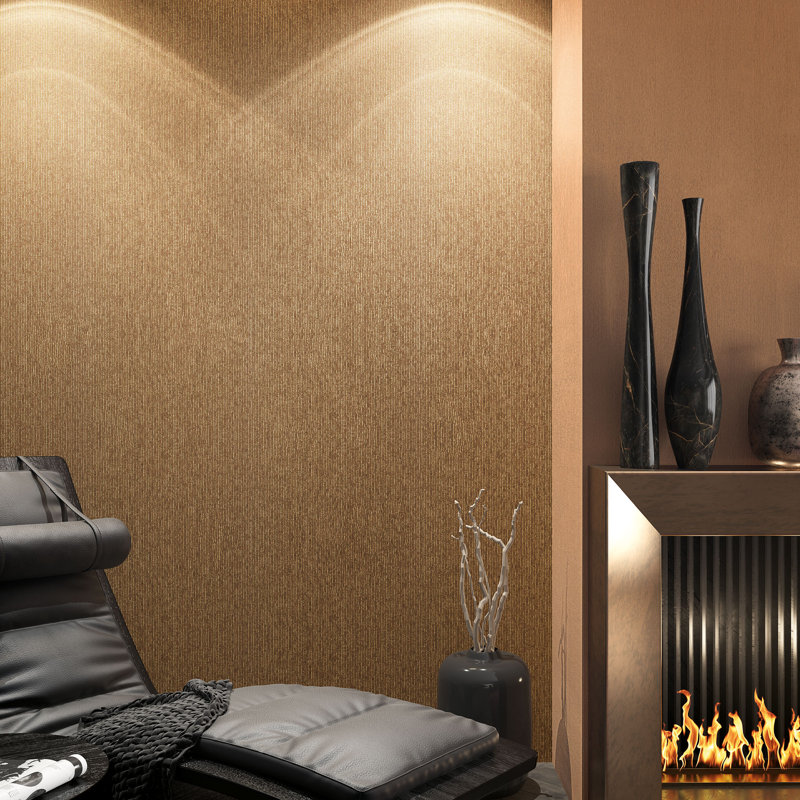 Waxhaw 10.05m x 53cm Textured Satin Paste the Wall Wallpaper Roll, Gold/Copper