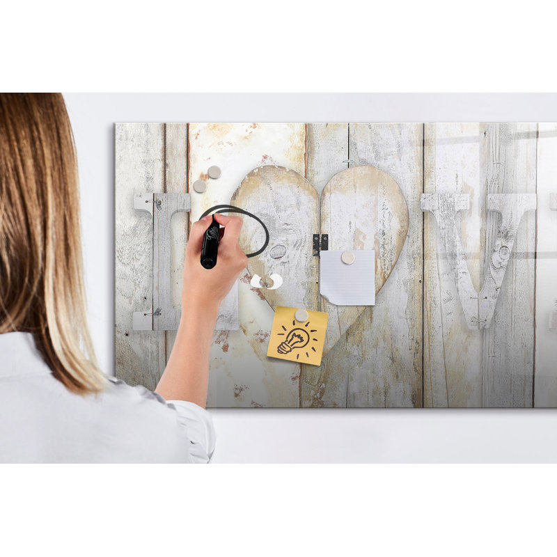 Magnetic Memo Board Whiteboard - 120 x 60 cm - With Marker and Magnets - Inscription Love