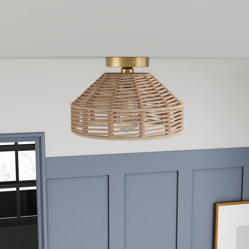 Luminaires encastrés à intensité variable rétro en rotin boho à 1 lumière Bauch