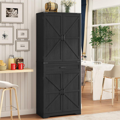 Armoire de rangement de style campagnard de 72 po de hauteur avec tablettes réglables