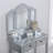 Wooden Vanity Make Up Table And Stool Set, Silver-831146828