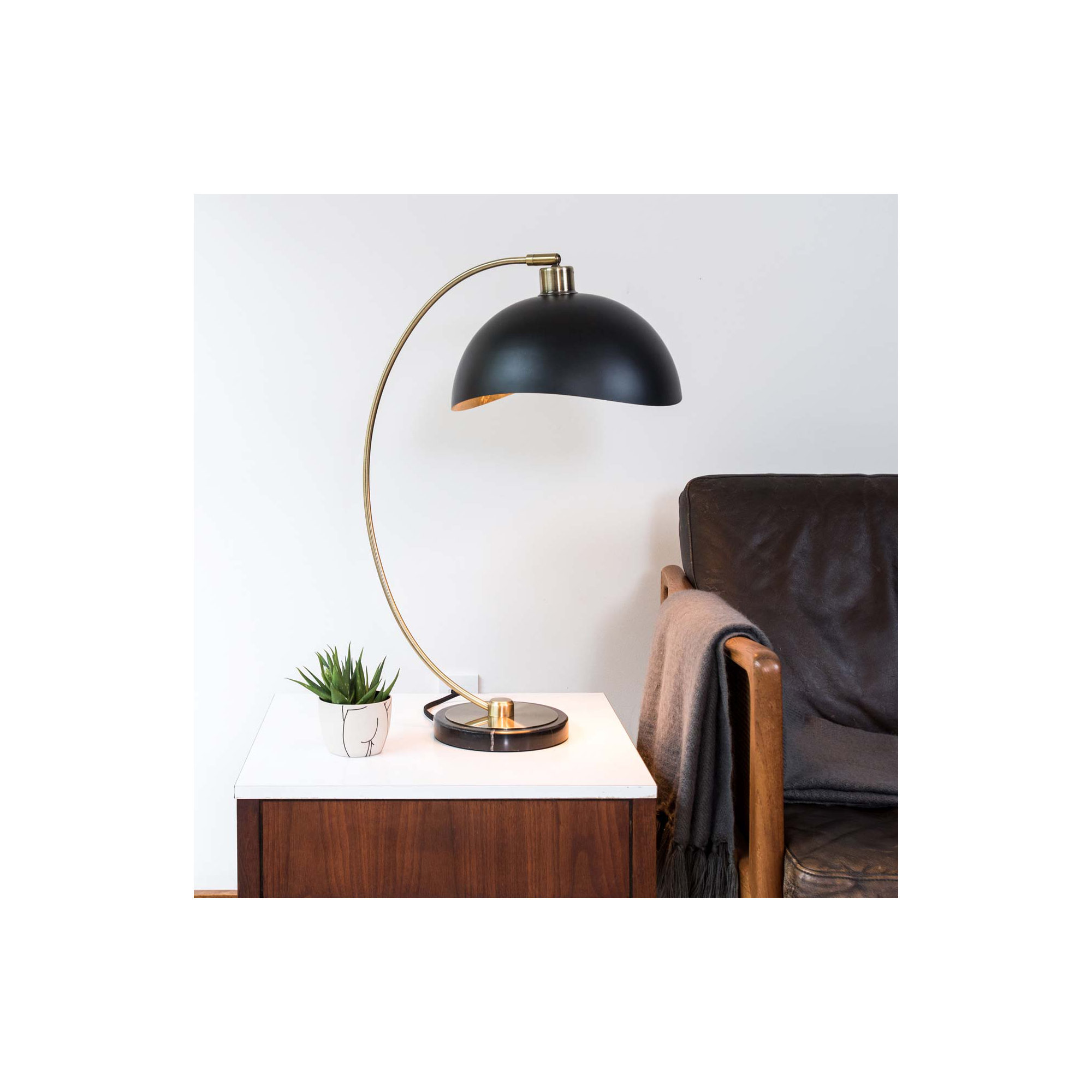 Luna Bella Bella 24" Dimmable Table Lamp, Black, Weathered Brass