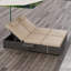 Fauteuil inclinable en rotin, structure en fer, rotin brun avec coussin taupe, tissu en polyester avec rembourrage en éponge