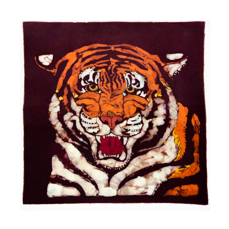 Batik tigre sur toile par K.C. Art sur toile de raisin, H 14 po x l 14 po x P 2 po