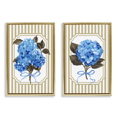 Ensemble de cadres flottants 2 pièces Hydrangea Bouquets with Bows, design par Adonna Ebrahimi