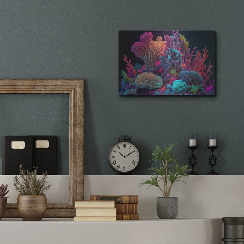 «Colorful Corals», art mural en métal, H 12 po x l 16 po