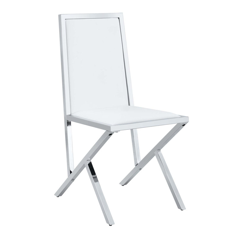 Ergonomic Dining Chairs with Unique Metal Legs, White;Silver