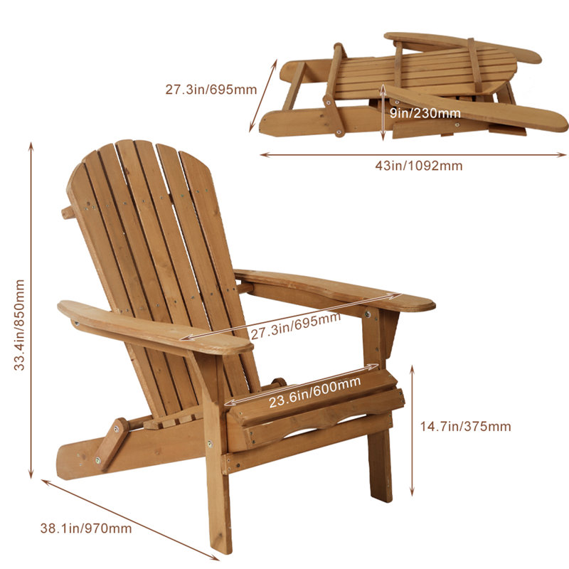 Chaise Adirondack pliante en bois massif Boisvert, Naturel