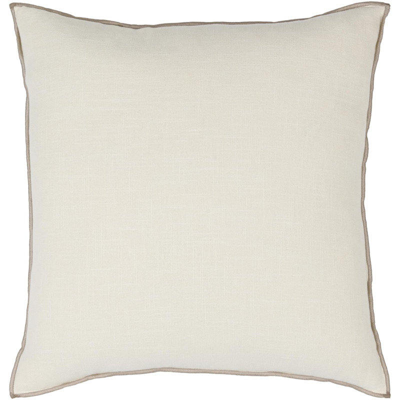 Merrow Cotton Reversible Throw Pillow, 20"H x 20"W, Polyester, Beige