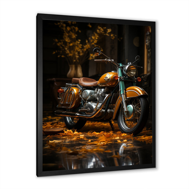 Moto rétro II, H 44 po x l 34 po x P 1,5 po, Cadre simple noir