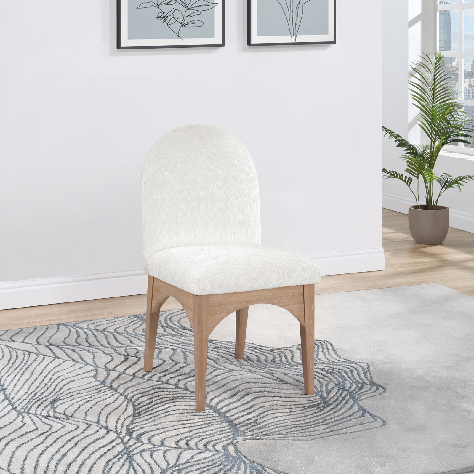 Waldorf Dining Chair, Natural, Cream Chenille
