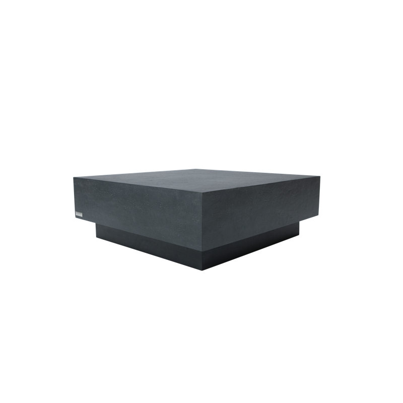 Elementi Home Tevere 40" Square Concrete Coffee Table for Indoor and Outdoor Use, Slate Black