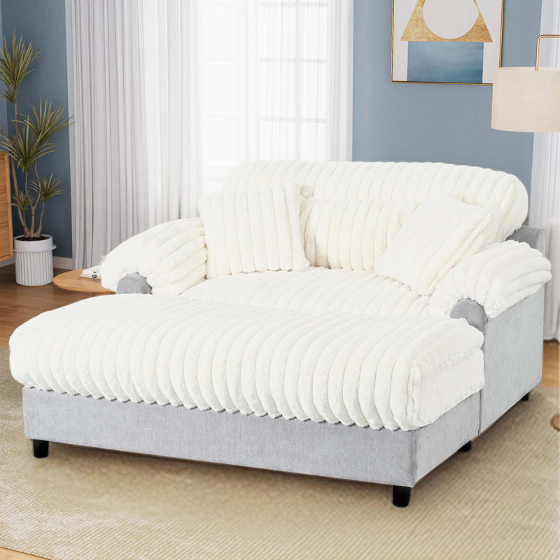 Méridienne moelleuse avec coussins décoratifs Plush Cloud, Beige