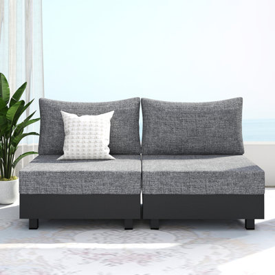 	Chaise de patio simple sans accoudoirs avec coussins épaissis, ensemble de 2
