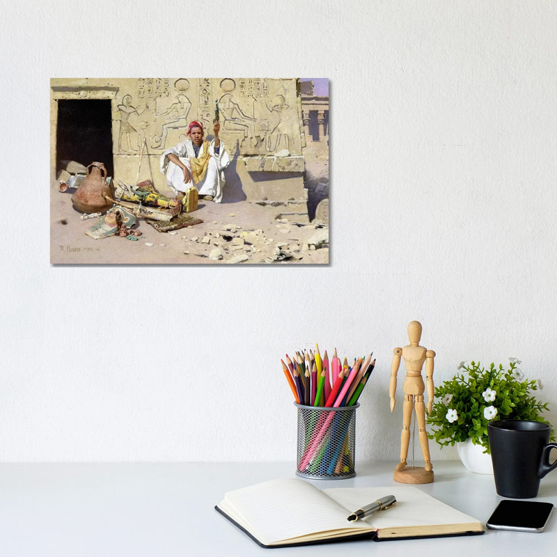 The Seller Of Artefacts, 1885 by Raphael Von Ambros - Wrapped Canvas Painting, 20.32cm H x 30.48cm W x 1.91cm D