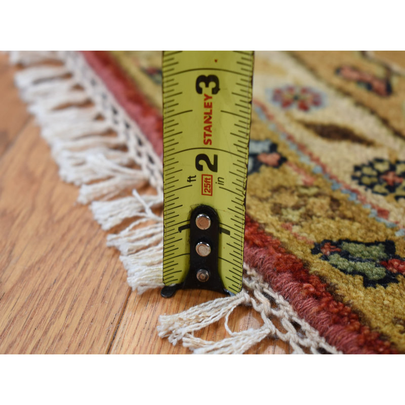 10'x10' Red Hand Knotted Karajeh Design Pure Wool Round Rug 9D3D4A8C7D9B4EB9B8528DA3B611A22B
