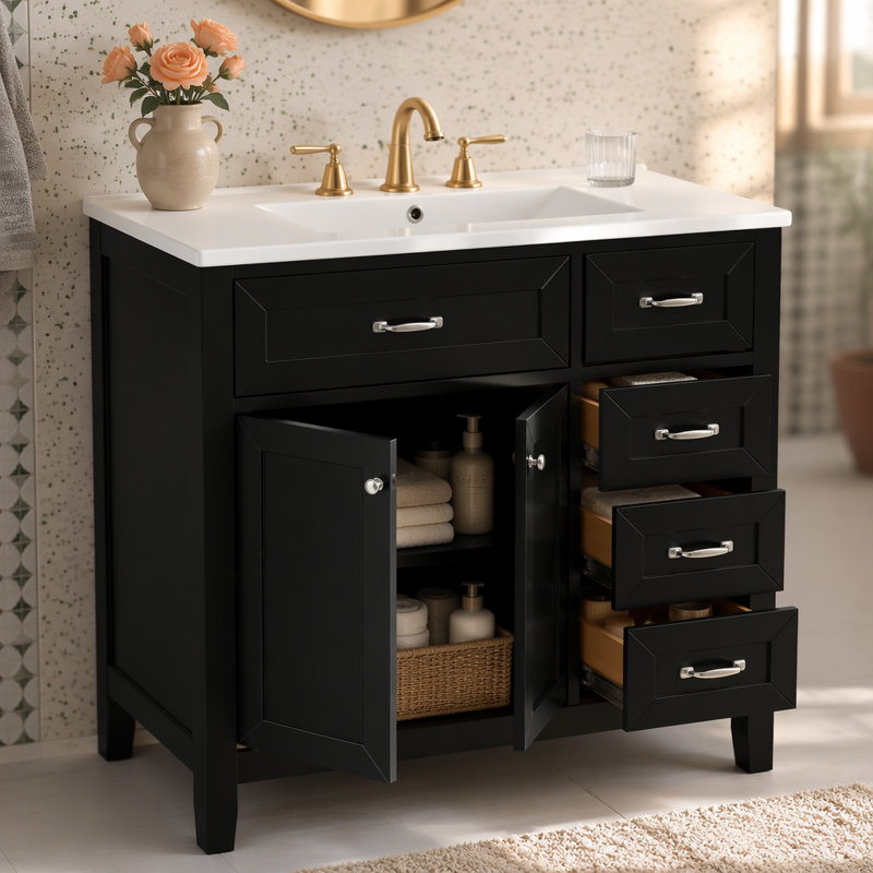 Single Bathroom Vanity with Ceramic Top
