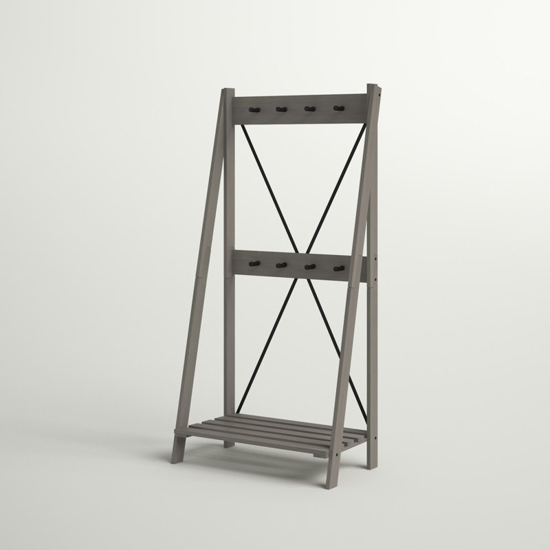 Portemanteau en pin Johnathon, Gris