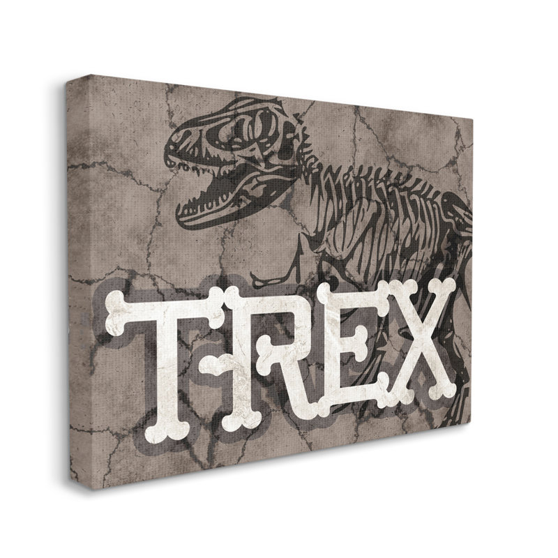 Ancienne typographie de squelette en os de reptile, Toile tendue, H 16 po x l 20 po
