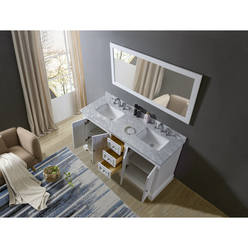 Eile 60'' Double Bathroom Vanity with Marble Top