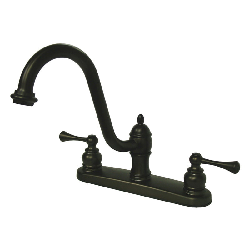 Kingston Brass Restoration Two-Handle 3-Hole 8" Centerset Kitchen Faucet, Oil Rubbed Bronze
