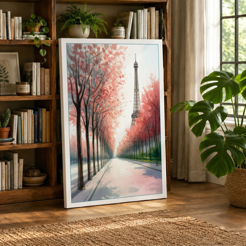 Postcard from Paris Romantic - Wrapped Canvas, 30x20 - 76.2 x 50.8 cm, Terracotta Border