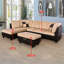 Canapé modulaire en tissu et cuir avec repose-pieds 3 pièces 103,5 po-1099626712-1099626718