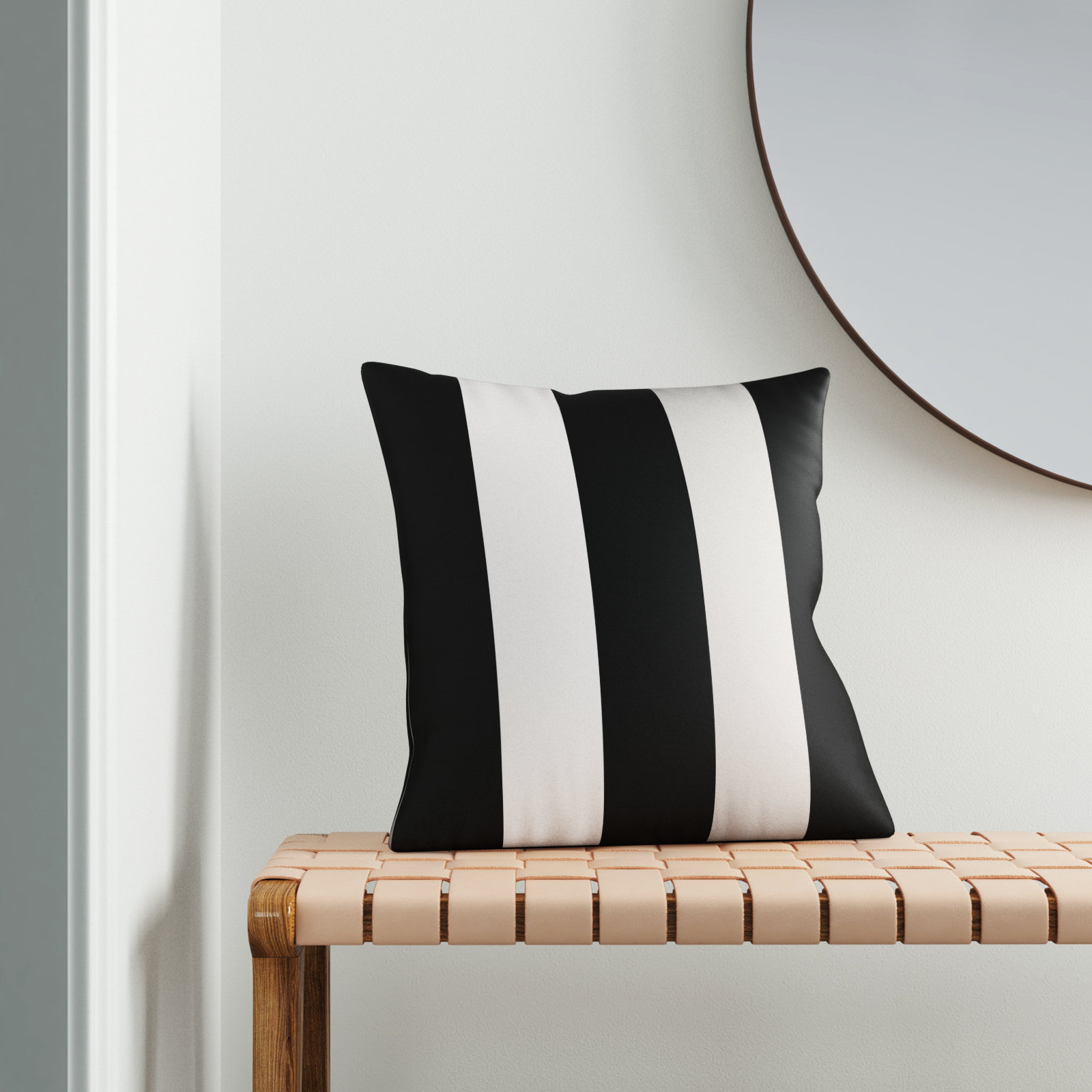Athena Striped Indoor/Outdoor Throw Pillow, Black, 20" H x 20" W x 4" D