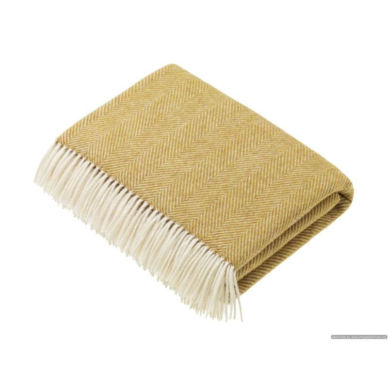 Jeté tissé en laine d'agneau Merino, Or Chevron